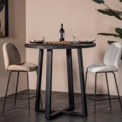 Bartafels-Giga Meubel Bartafel Rond - Zwart Mangohout - 110x110x90cm - Lowie