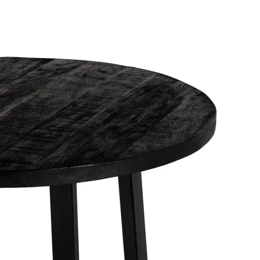 Bartafels-Giga Meubel Bartafel Rond - Zwart Mangohout - 110x110x90cm - Lowie