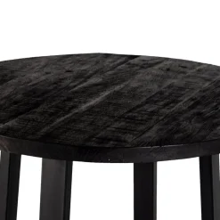 Bartafels-Giga Meubel Bartafel Rond - Zwart Mangohout - 110x110x90cm - Lowie