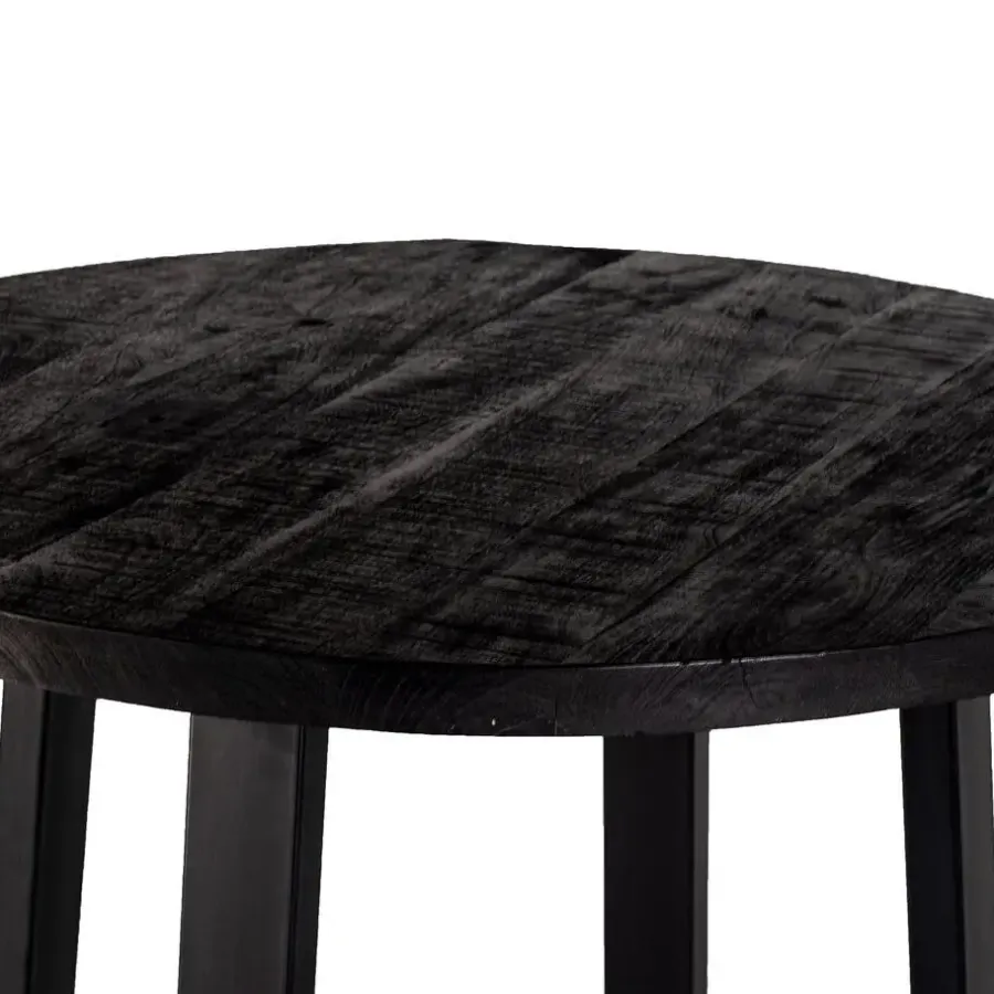 Bartafels-Giga Meubel Bartafel Rond - Zwart Mangohout - 110x110x90cm - Lowie