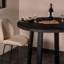 Bartafels-Giga Meubel Bartafel Rond - Zwart Mangohout - 110x110x90cm - Lowie