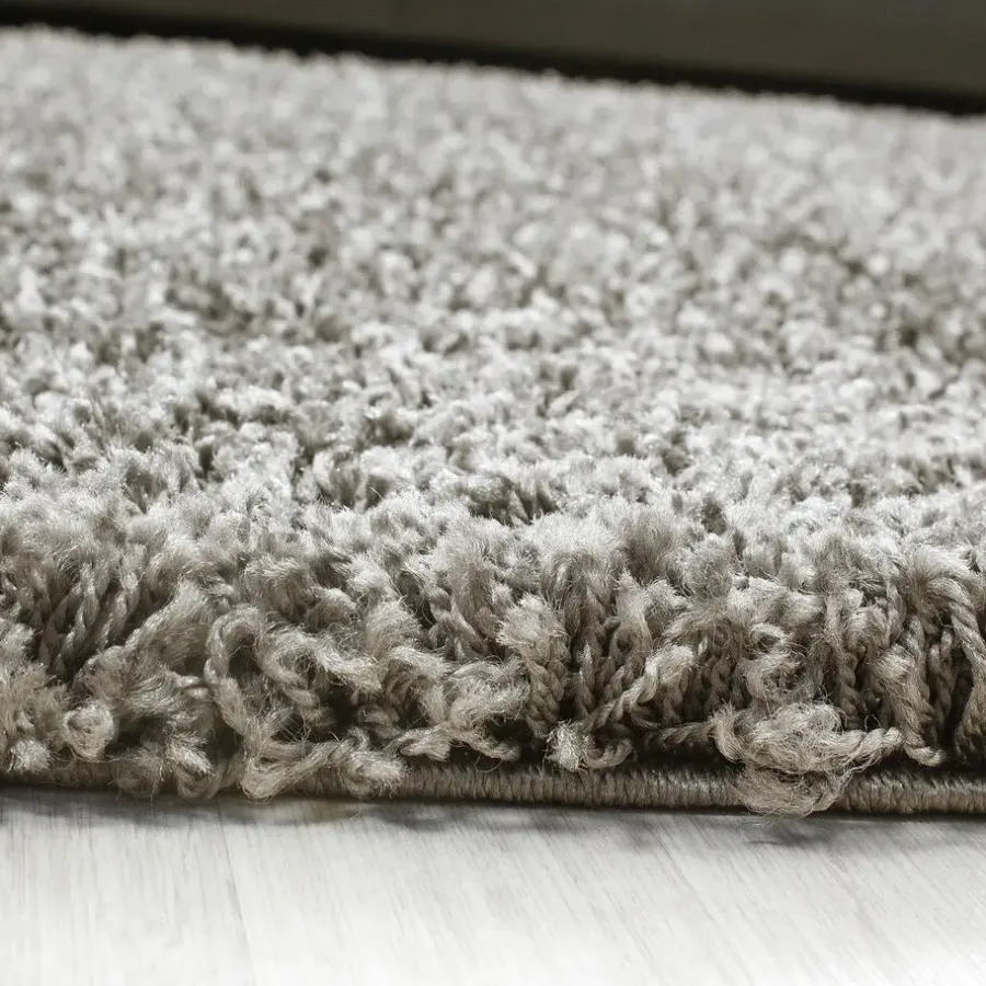Vloerkleden|Hoogpolige Vloerkleden-Muratap Basic Rond Shaggy vloerkleed Taupe Hoogpolig - 160 CM ROND