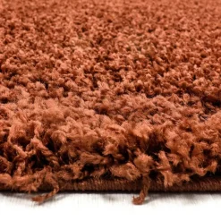 Muratap Basic Rond Shaggy vloerkleed Terra / Oranje Hoogpolig - 160 CM ROND