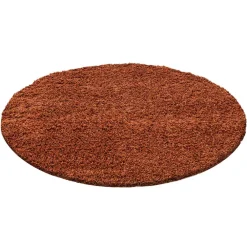 Muratap Basic Rond Shaggy vloerkleed Terra / Oranje Hoogpolig - 160 CM ROND