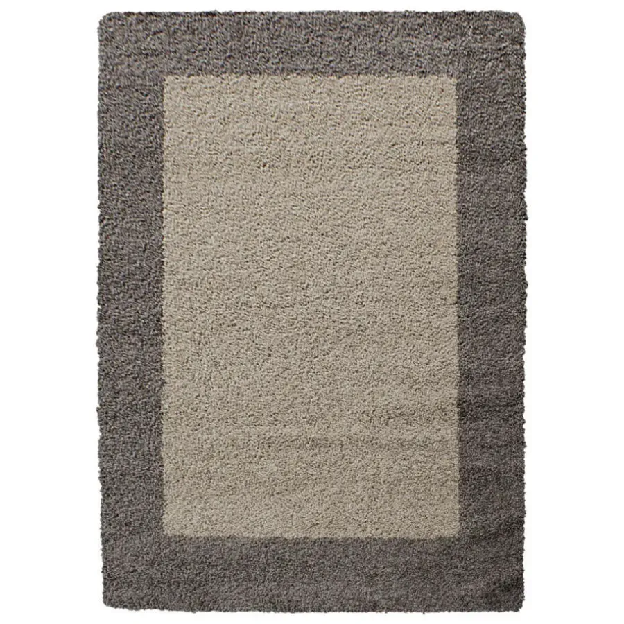 Muratap Basic Shaggy Kader vloerkleed Taupe Hoogpolig - 300x400 CM