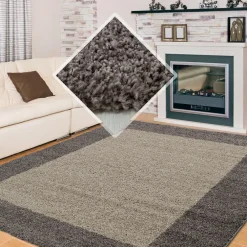 Muratap Basic Shaggy Kader vloerkleed Taupe Hoogpolig - 300x400 CM
