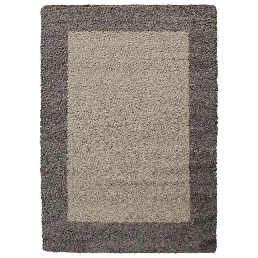 Muratap Basic Shaggy Kader vloerkleed Taupe Hoogpolig - 300x400 CM