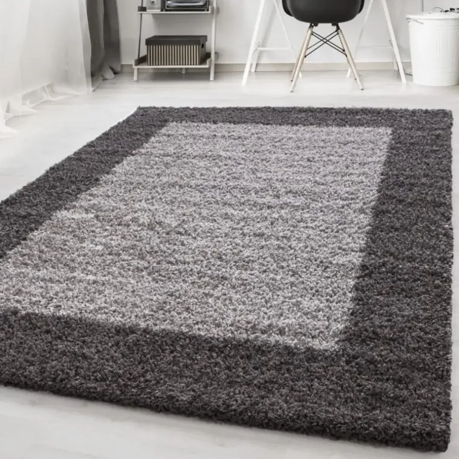 Muratap Basic Shaggy Kader vloerkleed Grijs Hoogpolig - 200x290 CM