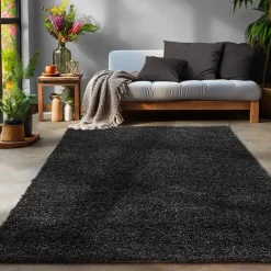 Hoogpolige Vloerkleden-Muratap Basic Shaggy vloerkleed Antraciet Hoogpolig - 160x230 CM