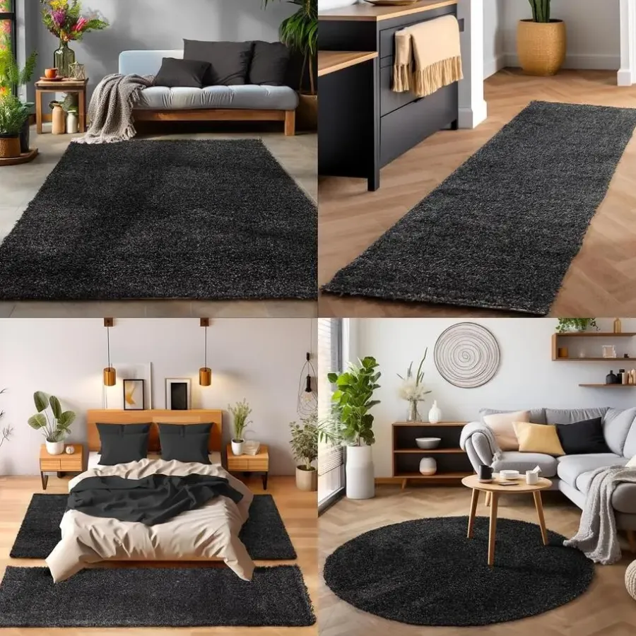 Hoogpolige Vloerkleden-Muratap Basic Shaggy vloerkleed Antraciet Hoogpolig - 160x230 CM