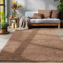 Vloerkleden|Hoogpolige Vloerkleden-Muratap Basic Shaggy vloerkleed Caramel Hoogpolig - 140x200 CM