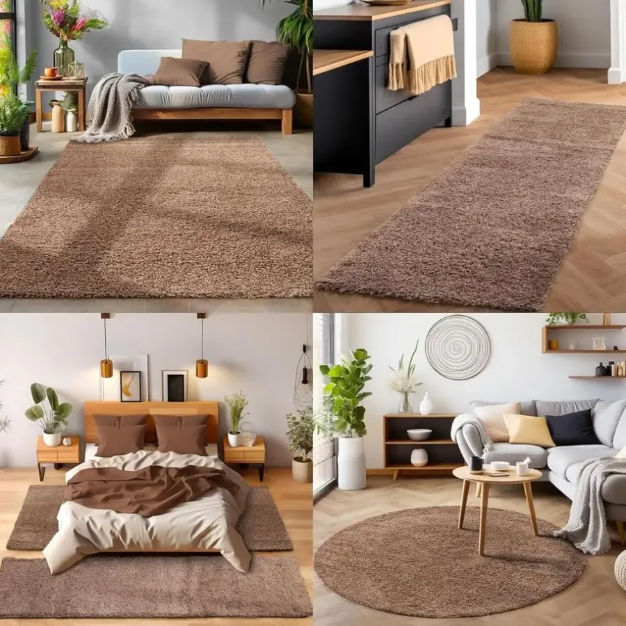 Vloerkleden|Hoogpolige Vloerkleden-Muratap Basic Shaggy vloerkleed Caramel Hoogpolig - 160x230 CM