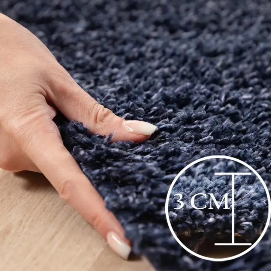 Hoogpolige Vloerkleden-Muratap Basic Shaggy vloerkleed Donker Blauw Hoogpolig - 140x200 CM