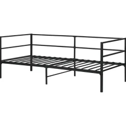 1-Persoons Bedden-Beliani BATTUT - Eenpersoonsbed - Zwart - 90 x 200 cm - Metaal