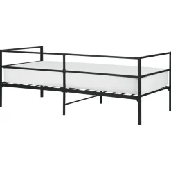 1-Persoons Bedden-Beliani BATTUT - Eenpersoonsbed - Zwart - 90 x 200 cm - Metaal