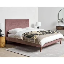 Beliani BAYONNE - Tweepersoonsbed - Roze - 140 x 200 cm - Fluweel