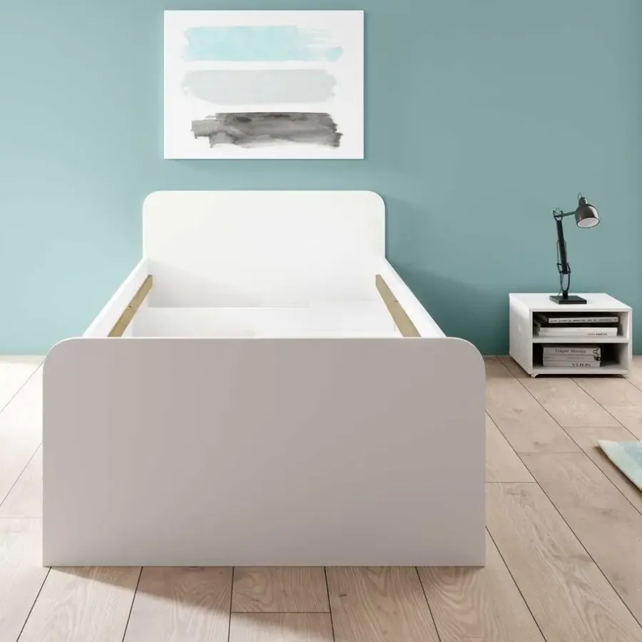 1-Persoons Bedden-Emob Bed Barko 90x200 met 3 lades - wit