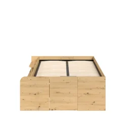 Leen Bakker Bed Bremen met opslag - eiken/zwart - 140x200 cm