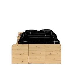 Leen Bakker Bed Bremen met opslag - eiken/zwart - 140x200 cm