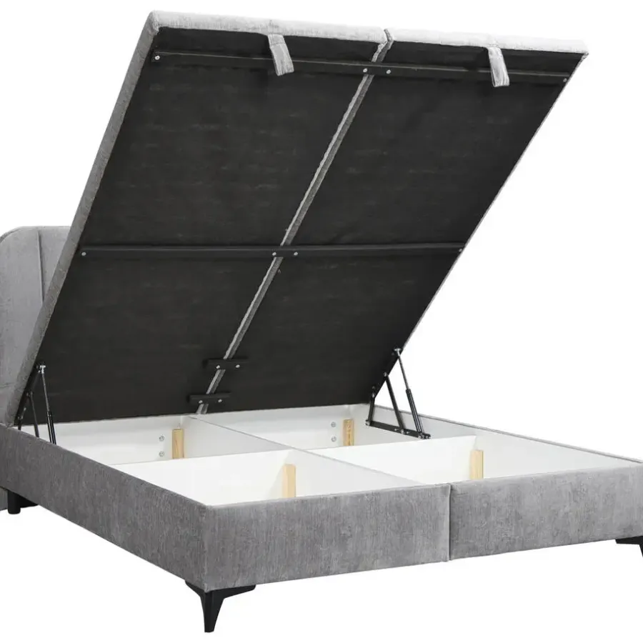 Leen Bakker Bed Lizz met opbergruimte - grijs - 160x200 cm