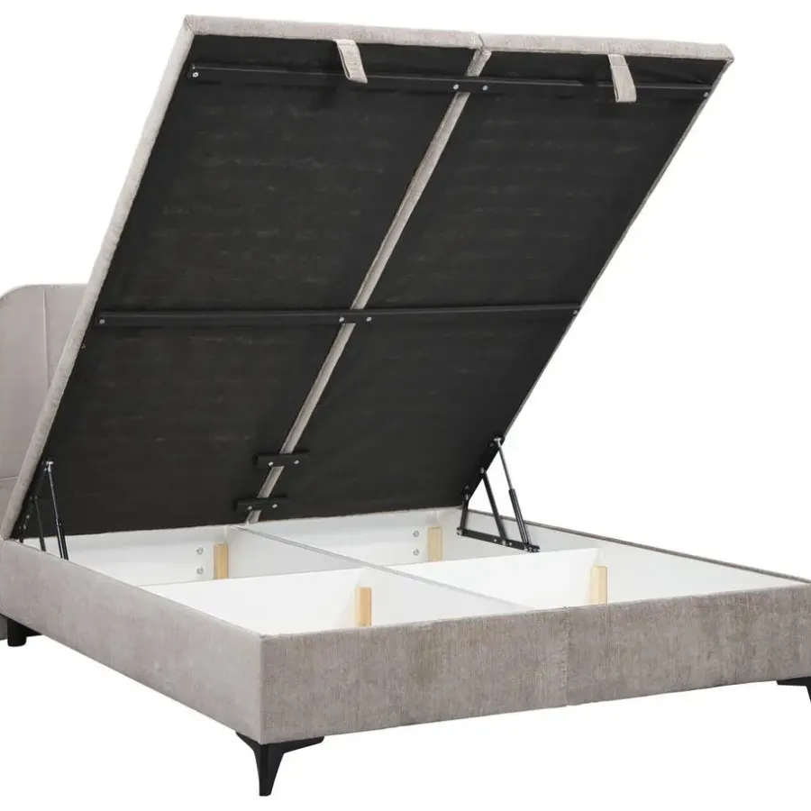 2-Persoons Bedden-Leen Bakker Bed Lizz met opbergruimte - greige - 180x200 cm