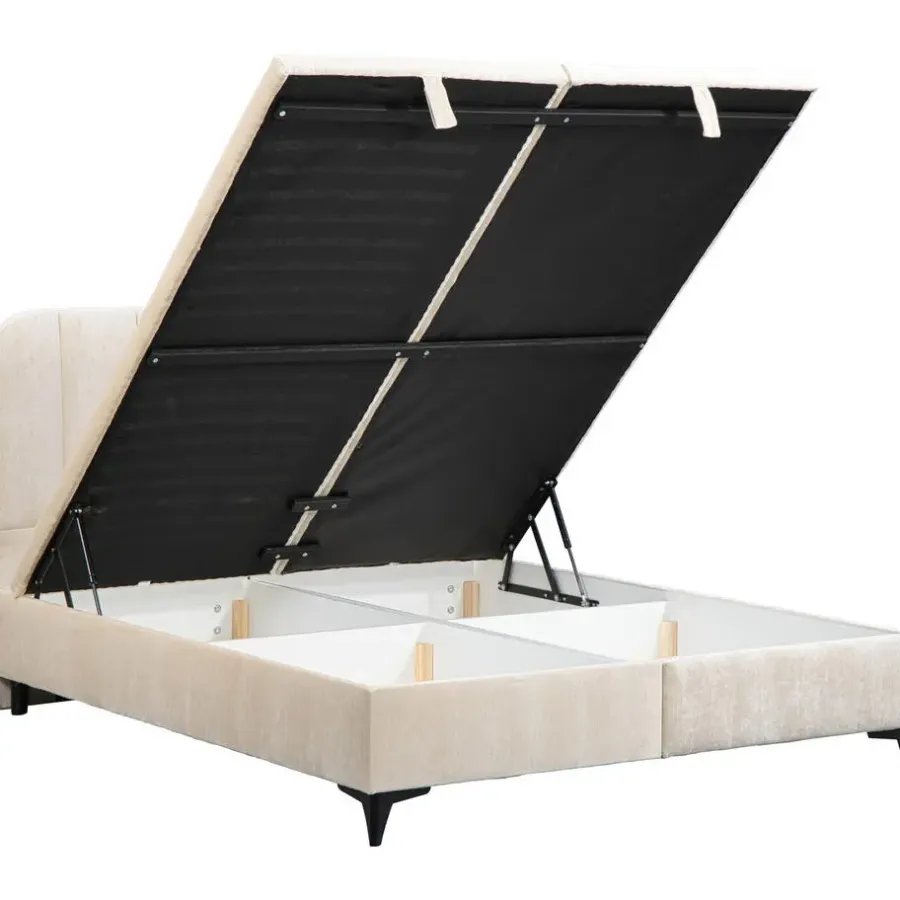 Leen Bakker Bed Lizz met opbergruimte - ecru - 160x200 cm