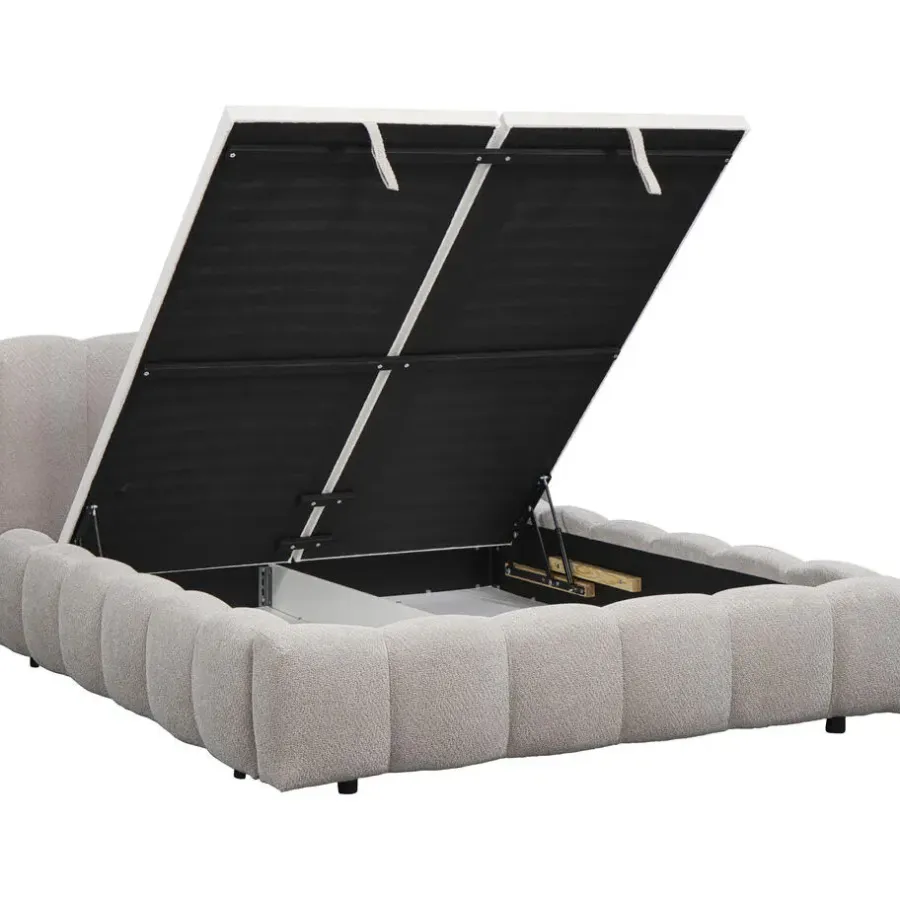 Leen Bakker Bed Maudy met opbergruimte - lichtgrijs - 140x200 cm