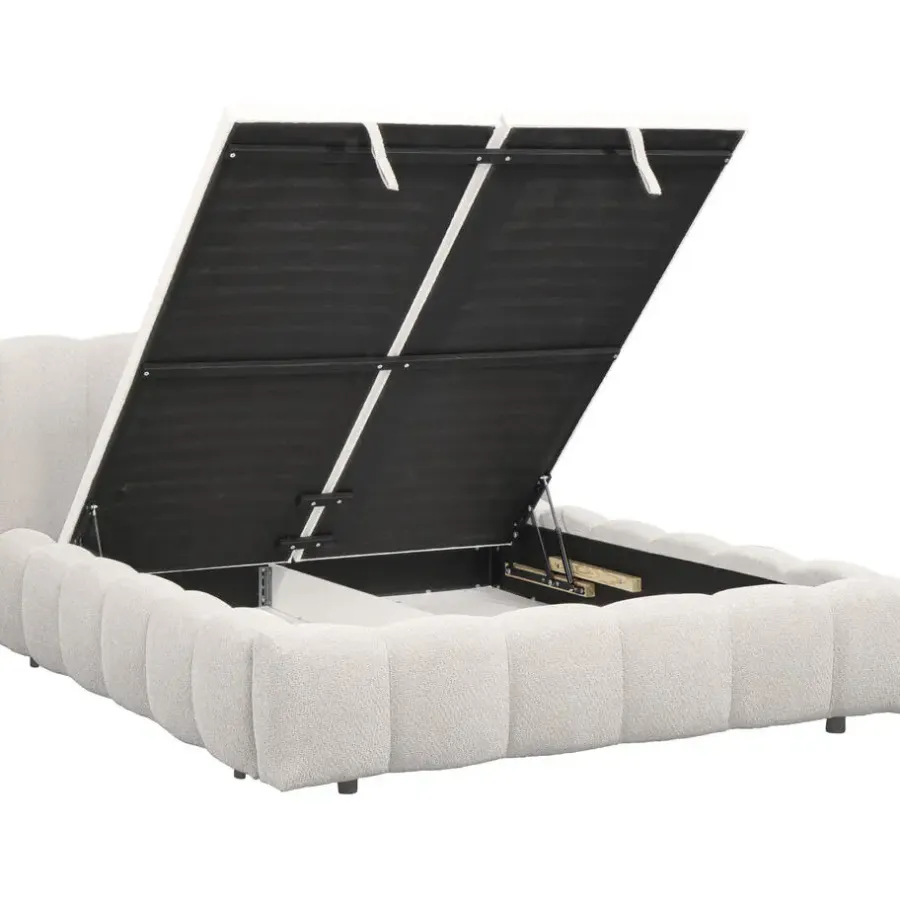 2-Persoons Bedden-Leen Bakker Bed Maudy met opbergruimte - ecru - 160x200 cm