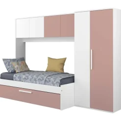 Trasman Bed met bedbrug en bedlade Lev-roze/wit