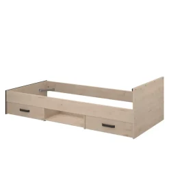 Leen Bakker Bed Natan incl. lades - eiken/zwart - 90x200 cm
