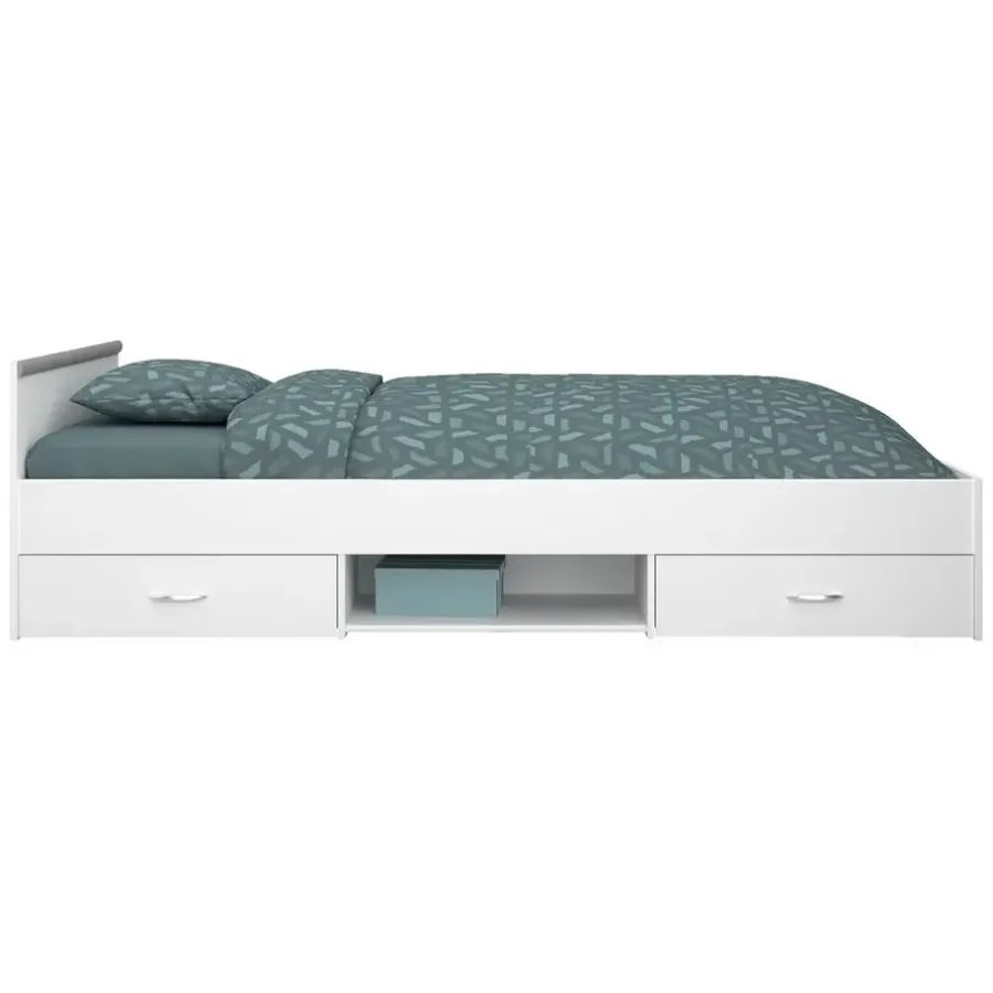 Leen Bakker Bed Natan incl. lades - wit - 90x200 cm