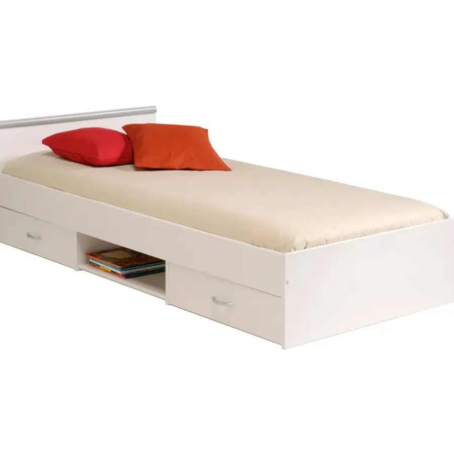 Leen Bakker Bed Natan incl. lades - wit - 90x200 cm