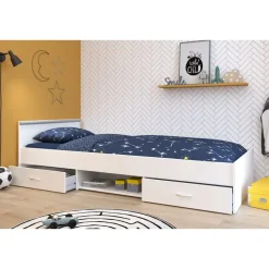 Leen Bakker Bed Natan incl. lades - wit - 90x200 cm