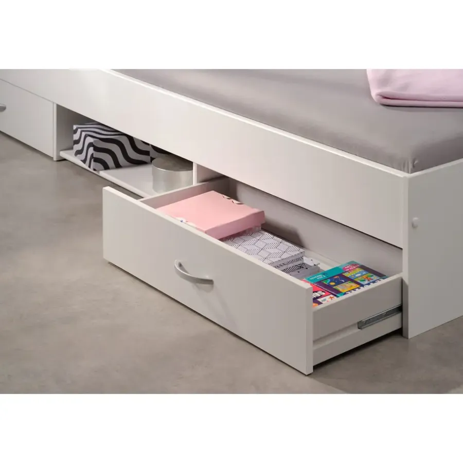 Leen Bakker Bed Natan incl. lades - wit - 90x200 cm