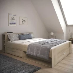 2-Persoons Bedden-CBA Bed Polly 160 x 200 cm-Kronberg eik