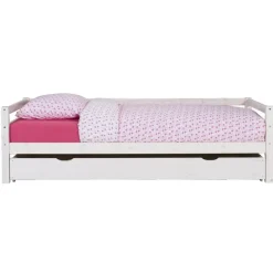 Leen Bakker Bed Ties met bedlade - whitewash - 90x200 cm