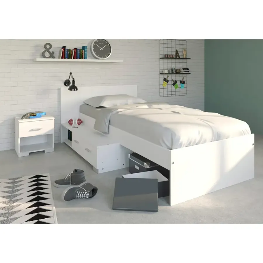 1-Persoons Bedden-Leen Bakker Bed Timo - wit - 90x200 cm