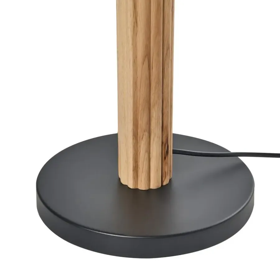 Staande Lampen-Leen Bakker BELESSA - Staande lamp - Lichtbeige - Linnen/Rubberhout