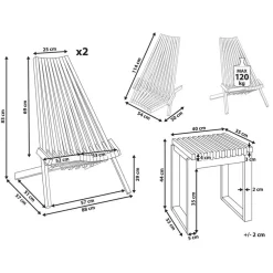 Beliani BELLANO - Balkonset - Lichthout - Acaciahout