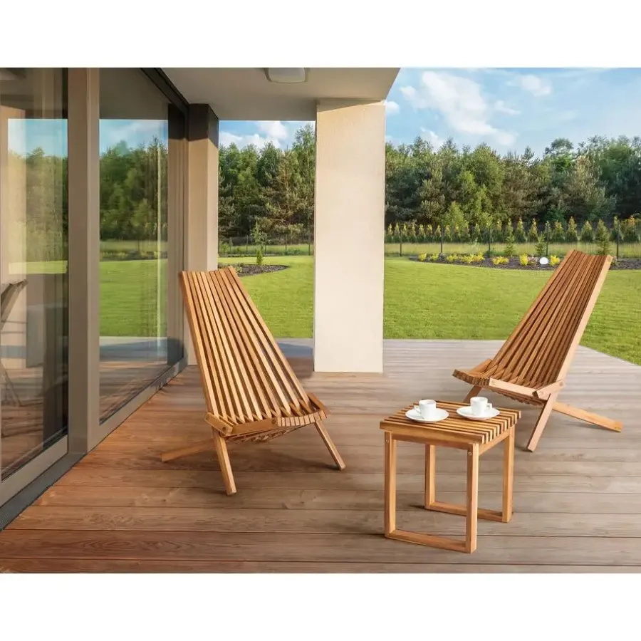 Tuintafels-Beliani BELLANO - Bijzettafel - Lichthout - Acaciahout