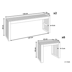 Beliani BELLANO - Tuinset 6-zits - Lichthout - Acaciahout