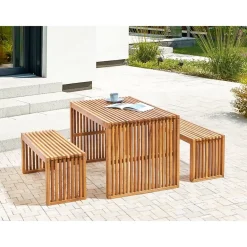 Tuinsets-Beliani BELLANO - Tuinset 4-zits - Lichthout - Acaciahout