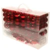 Kerstballen-Bellatio Decorations Kerstballen set - 110x - rood - kunststof