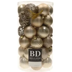 Bellatio Decorations Kerstballen - 37x st - champagne - 6 cm