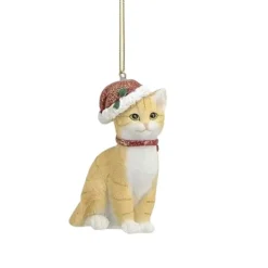 Kerstballen-Merkloos Bellatio decorations Kersthanger - kat - 9 cm - kerstboom