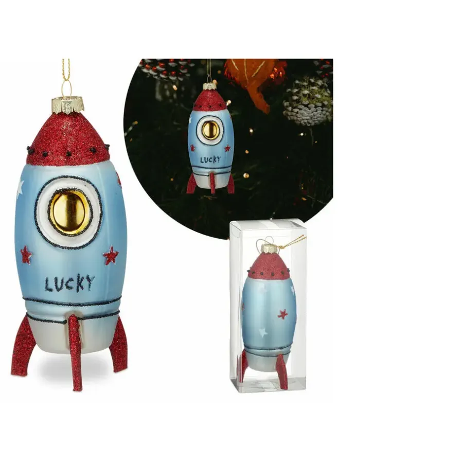 Kerstballen|Kerstdecoratie-Merkloos Bellatio Decorations Kersthangers - 14 cm - glazen raket