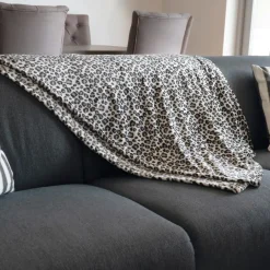 Plaids-Bellatio Design Plaid fleece deken - luipaard print - 120 x 160cm