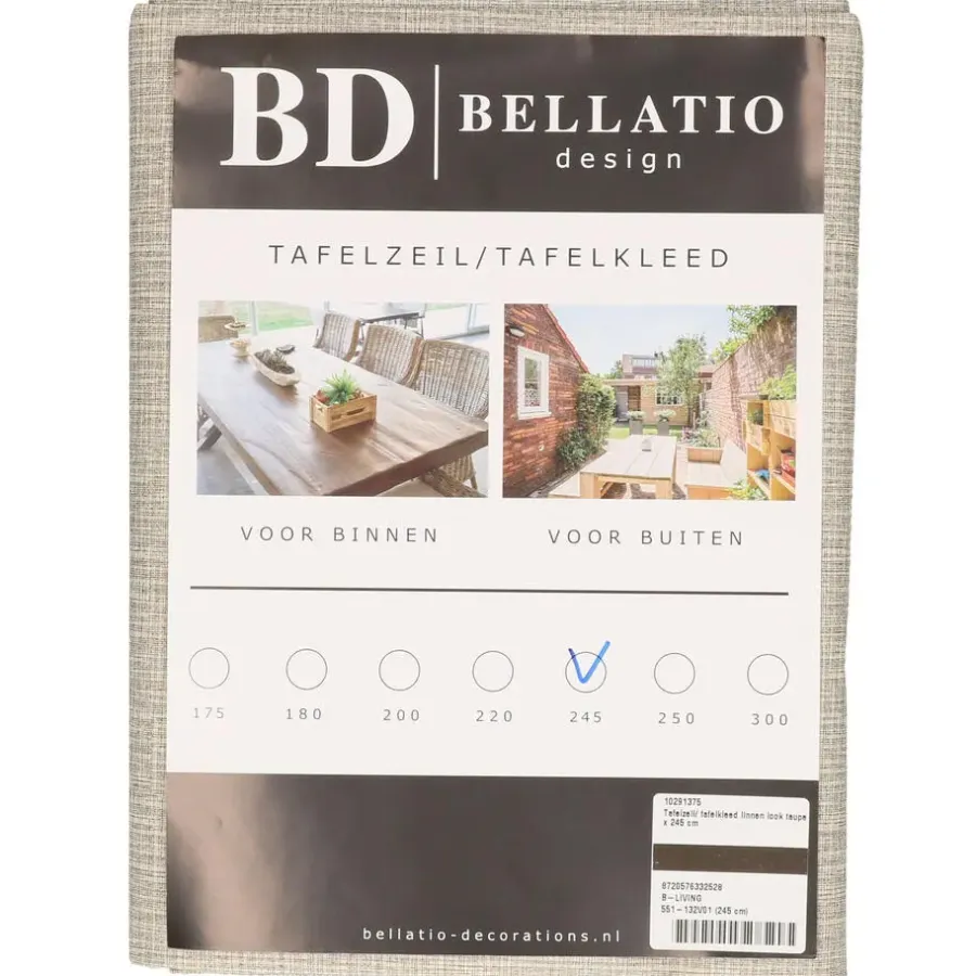 Tafelzeilen-Bellatio Design Tafelzeil - taupe - linnen look - 140 x 245 cm