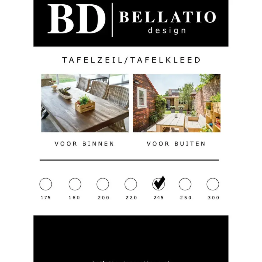 Bellatio Design Tafelzeil - donkergrijs - bloemen print - 140 x 245 cm
