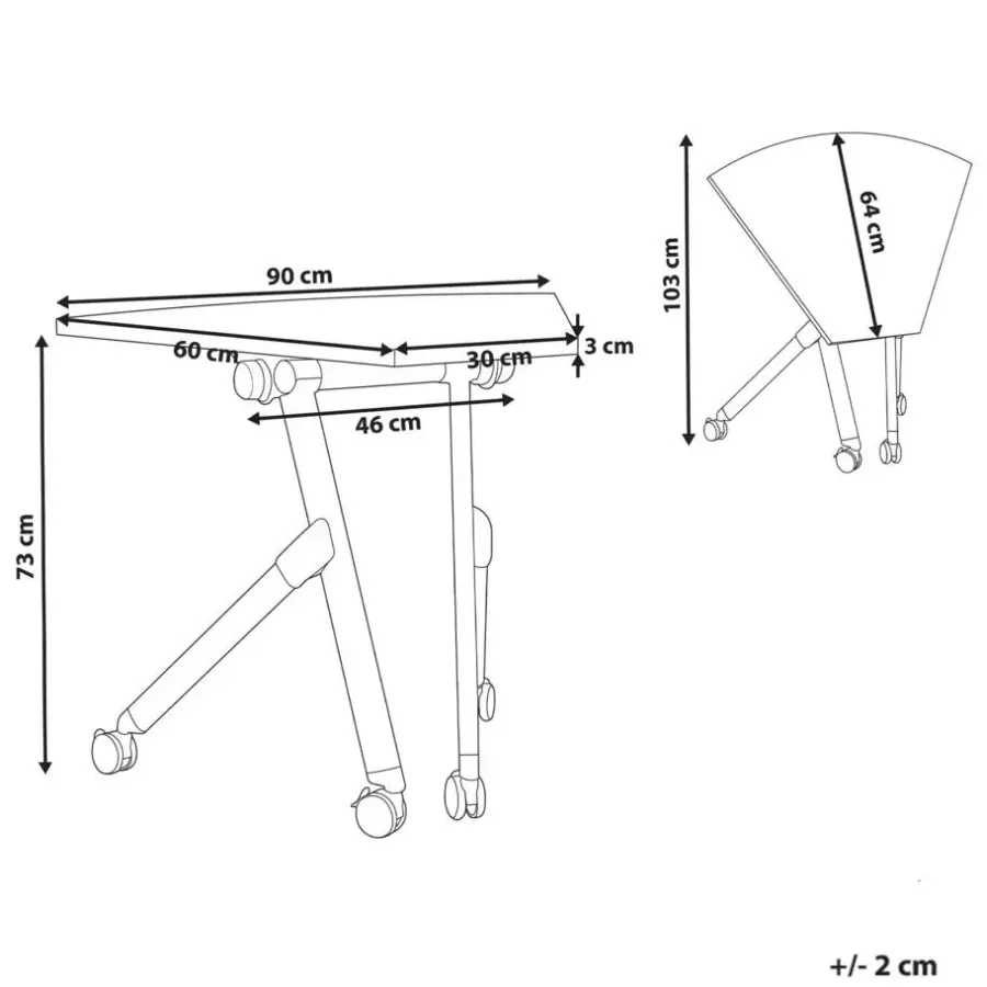 Leen Bakker BENDI - Bureau inklapbaar - Wit - 90 x 64 cm - Metaal